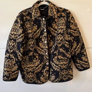 Chicos Size 1 8/10 black and gold faux suede jacket